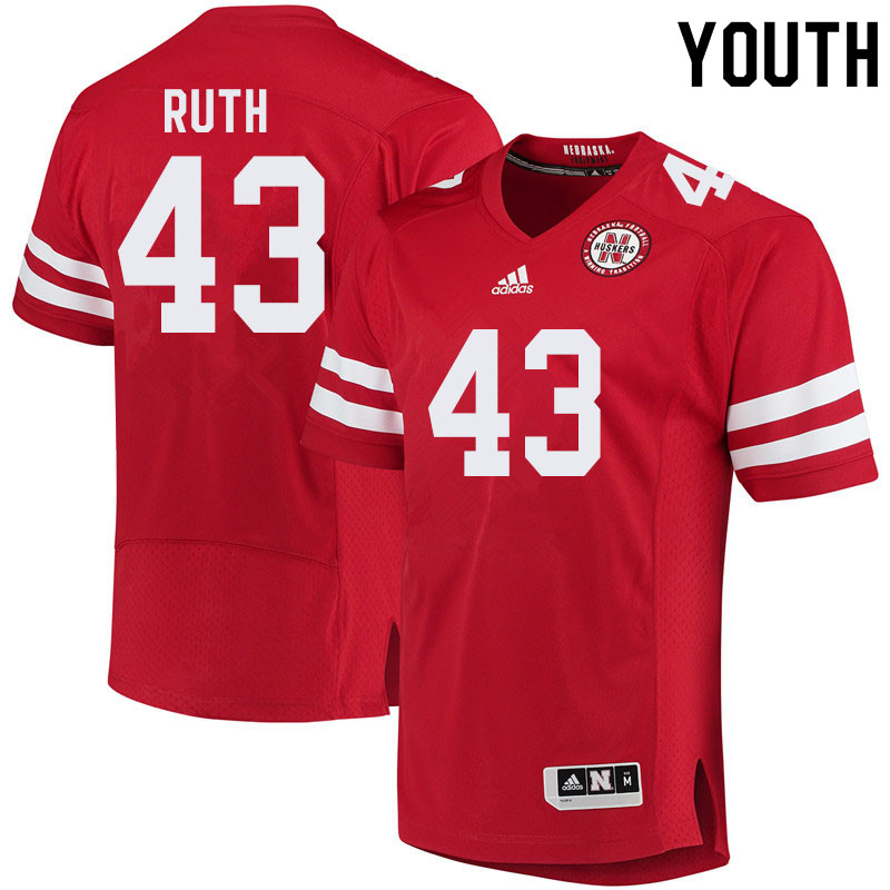 Youth #43 Connor Ruth Nebraska Cornhuskers College Football Jerseys Sale-Red